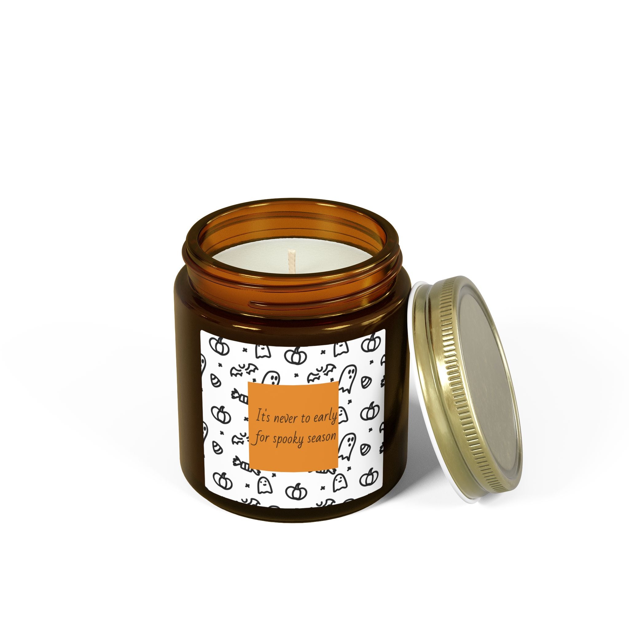 Halloween Coconut Apricot Scented Candle (4oz, 9oz) — "It’s Never Too Early for Spooky Season"