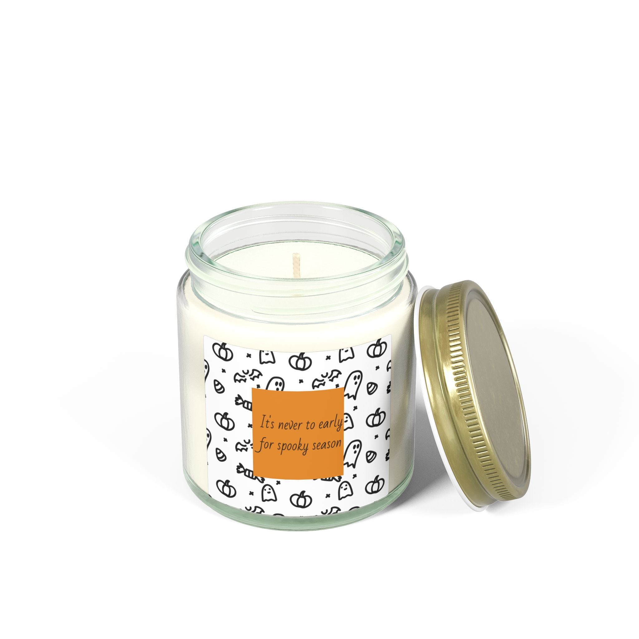 Halloween Coconut Apricot Scented Candle (4oz, 9oz) — "It’s Never Too Early for Spooky Season"
