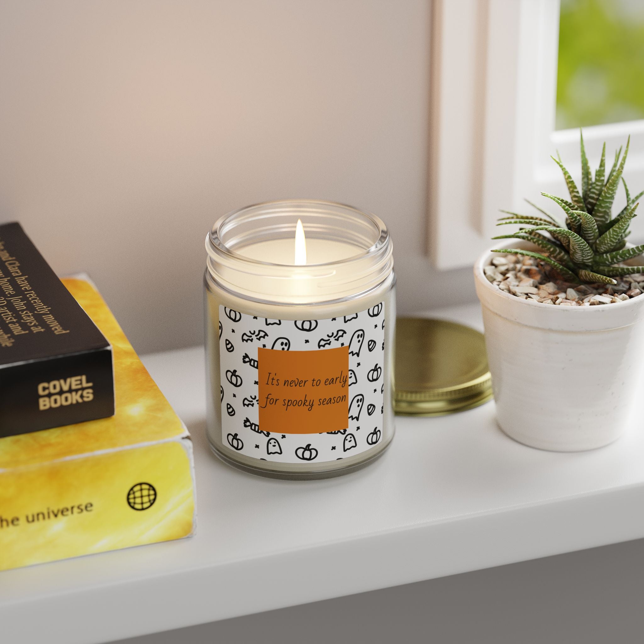 Halloween Coconut Apricot Scented Candle (4oz, 9oz) — "It’s Never Too Early for Spooky Season"