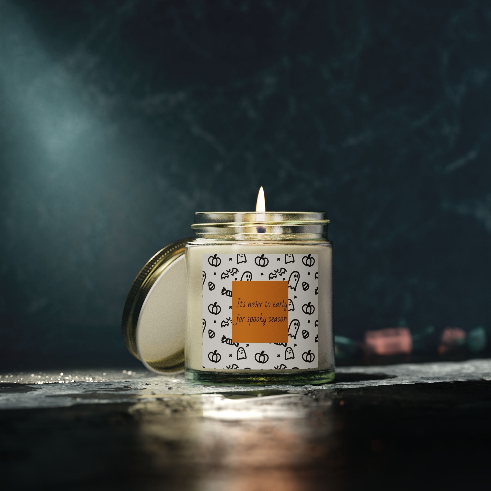 Halloween Coconut Apricot Scented Candle (4oz, 9oz) — "It’s Never Too Early for Spooky Season"