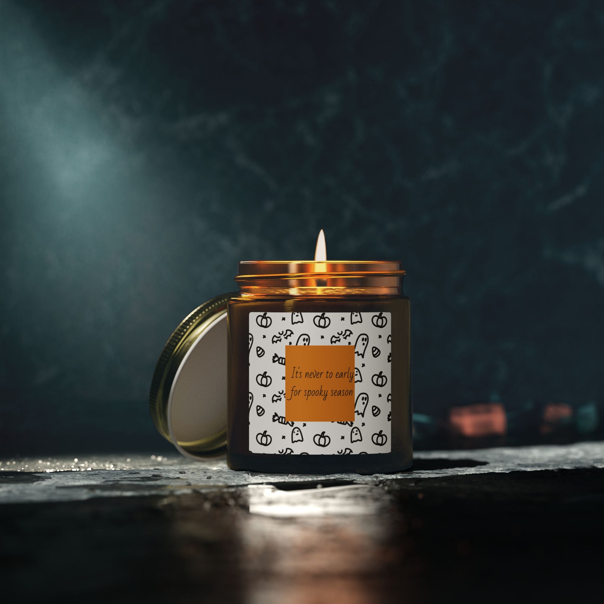 Halloween Coconut Apricot Scented Candle (4oz, 9oz) — "It’s Never Too Early for Spooky Season"