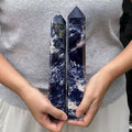 Natural Sodalite Tower – 6"-10" Tall Blue Decorative Crystal: Large