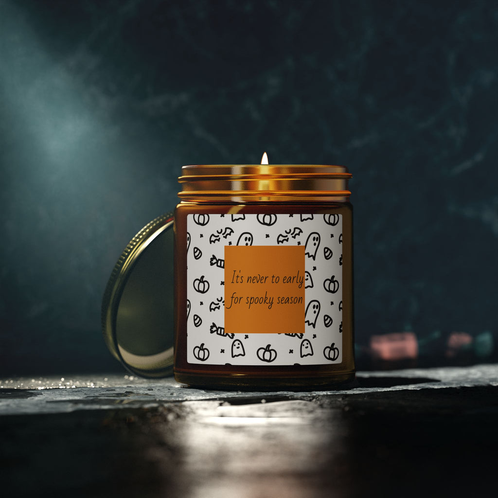 Halloween Coconut Apricot Scented Candle (4oz, 9oz) — "It’s Never Too Early for Spooky Season"