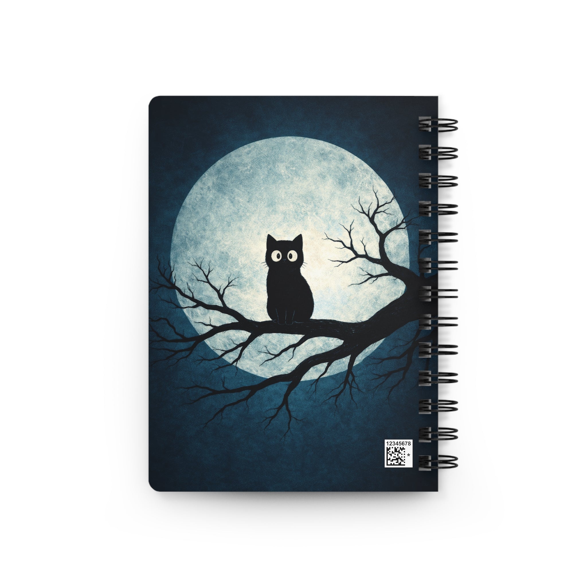 Moonlit Cat Spiral Notebook — Cute Nighttime Journal
