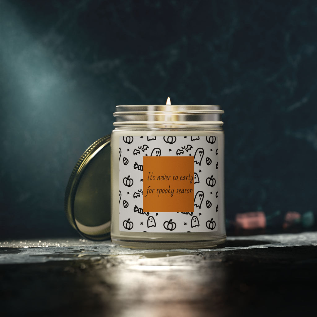 Halloween Coconut Apricot Scented Candle (4oz, 9oz) — "It’s Never Too Early for Spooky Season"