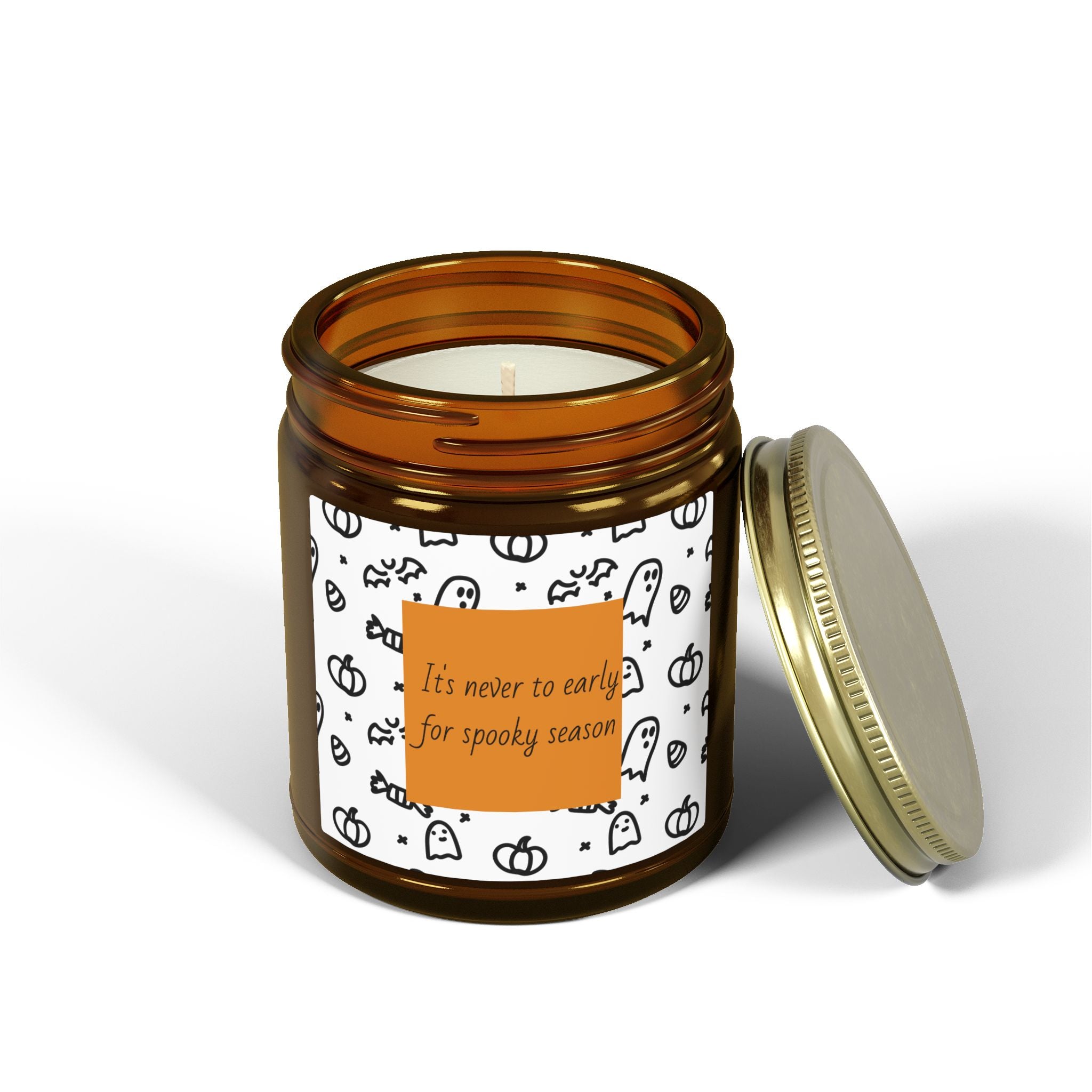 Halloween Coconut Apricot Scented Candle (4oz, 9oz) — "It’s Never Too Early for Spooky Season"