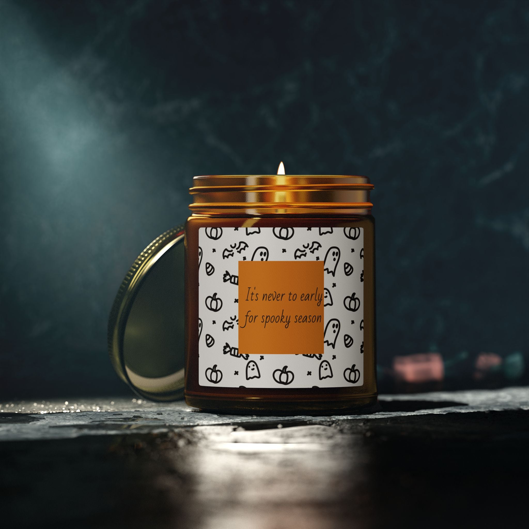 Halloween Coconut Apricot Scented Candle (4oz, 9oz) — "It’s Never Too Early for Spooky Season"