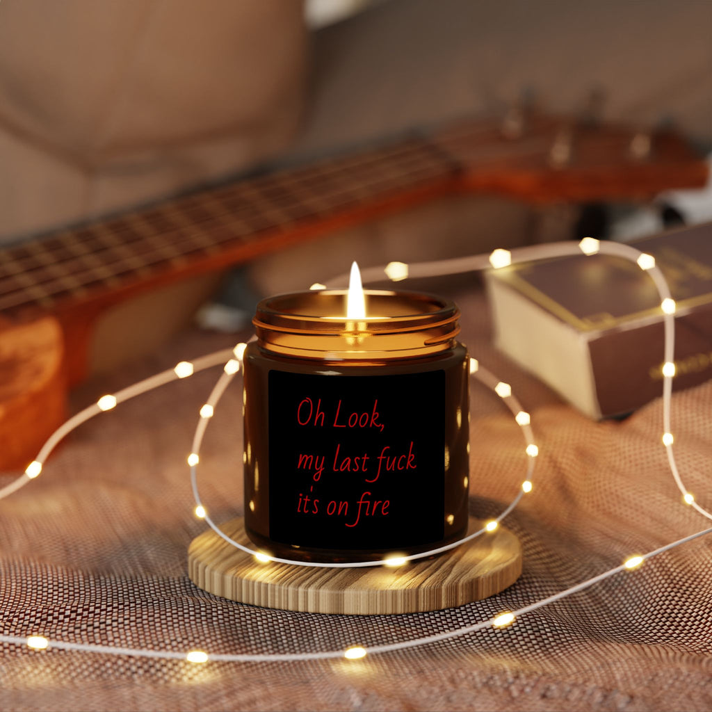 Scented Soy Candle — “Oh Look, My Last F**k’s On Fire” Amber Jar