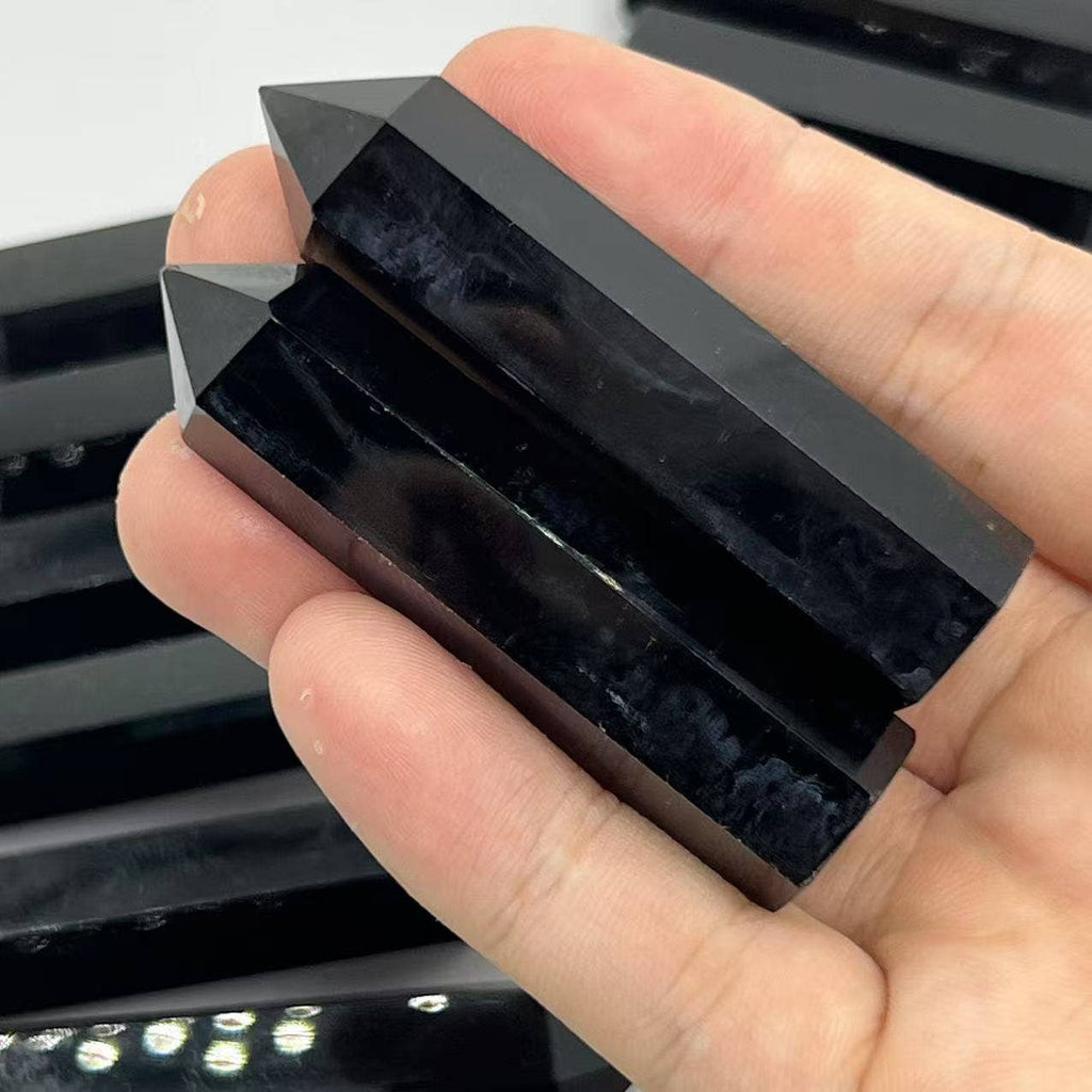Obsidian Tower 2.5–3" - – Natural Polished Crystal Point