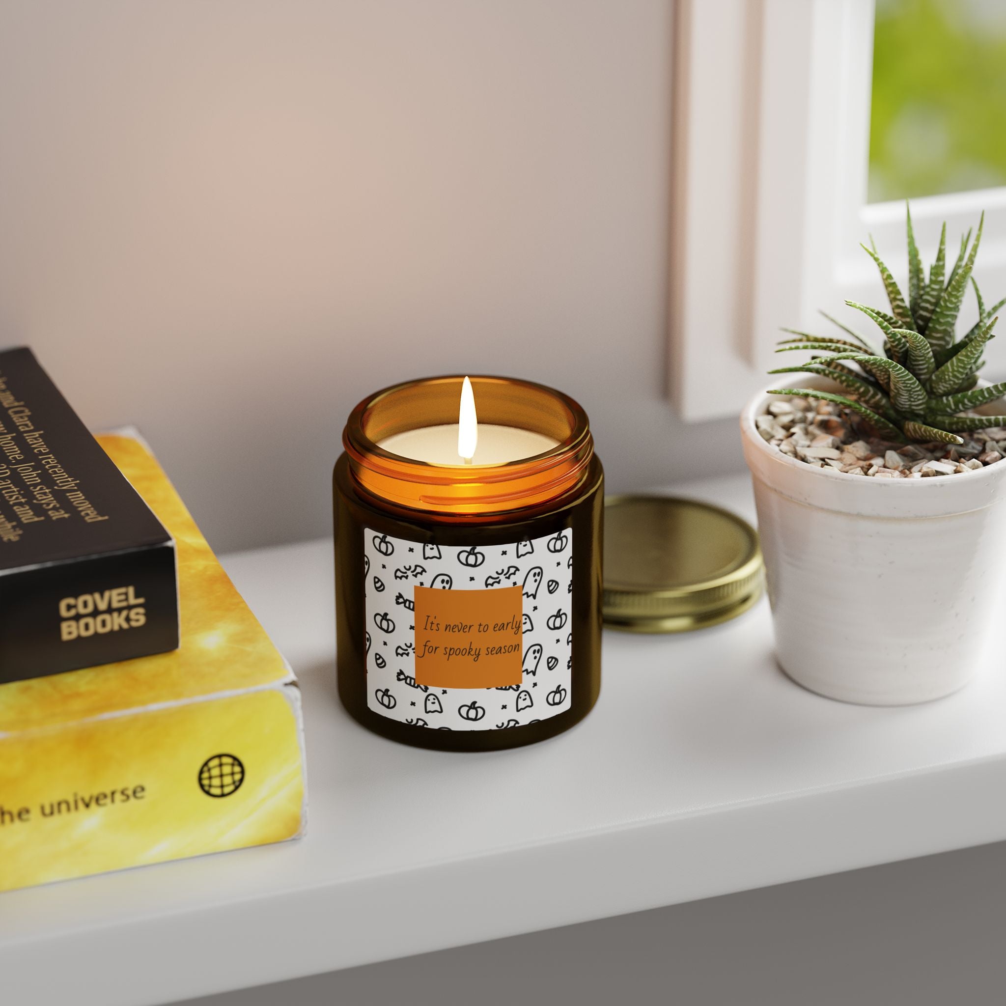 Halloween Coconut Apricot Scented Candle (4oz, 9oz) — "It’s Never Too Early for Spooky Season"