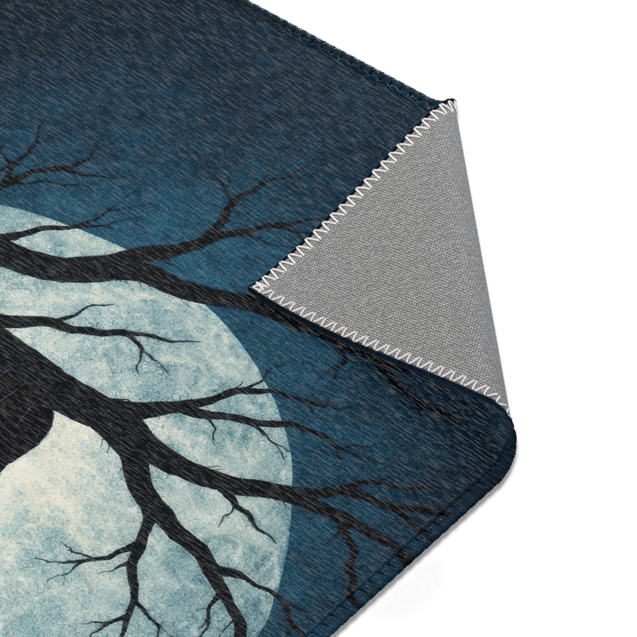 Moonlit Cat Area Rug — Night Sky Cat Silhouette Rug