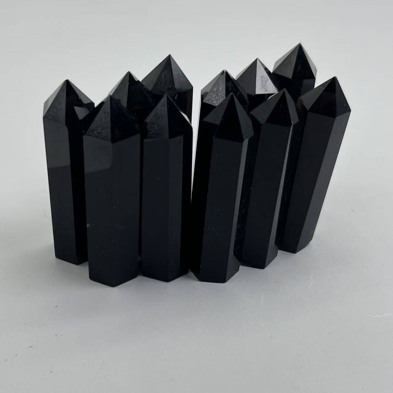 Obsidian Tower 2.5–3" - – Natural Polished Crystal Point