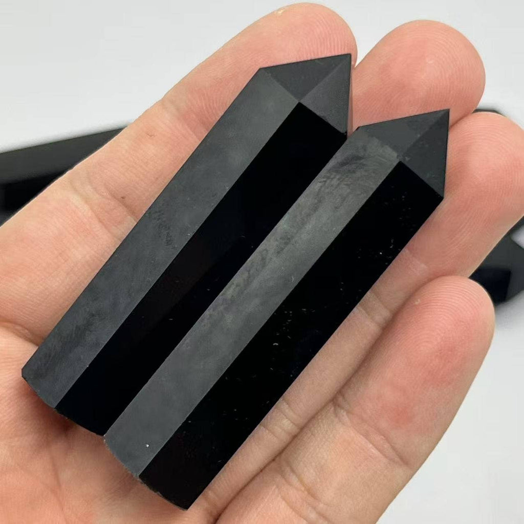 Obsidian Tower 2.5–3" - – Natural Polished Crystal Point